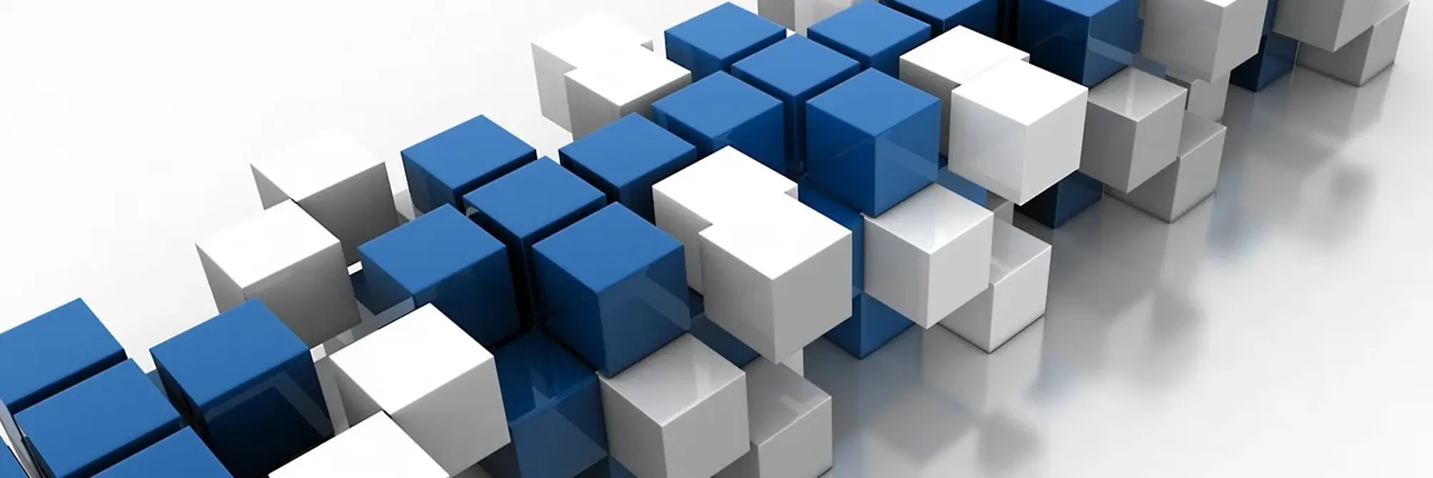 Foto einer blauweißen Würfelstruktur